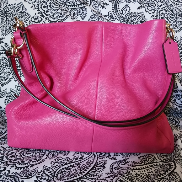 Coach Handbags - Coach Vibrant Pink Leather Shoulder Bag